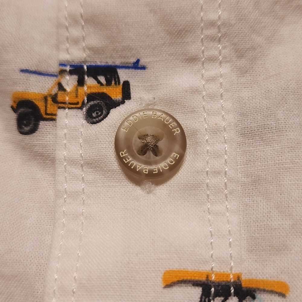 Eddie Bauer Mens Shirt 2XL White Button Up Short Sleeve Baja Surfboard Jeep - Picture 2 of 8